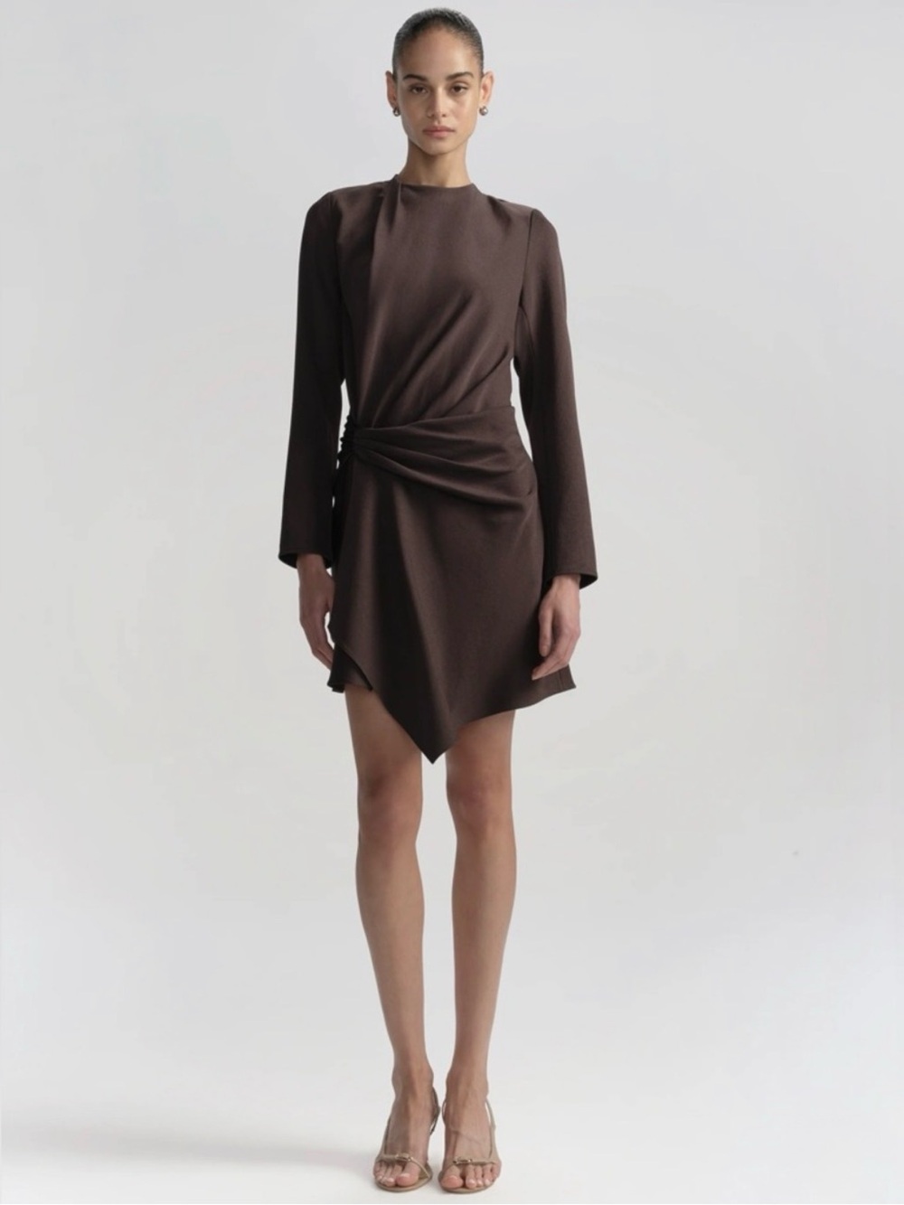 A.L.C Kay Brown Long Sleeve Dress